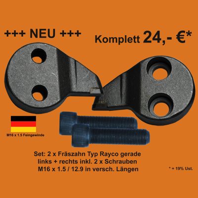 SET: 2 x Type Rayco Super Tooth STRAIGHT (1 x with THREAD...
